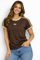 Camisa Baby Look Adidas Retrô Marrom